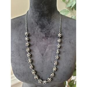 FR Women's Gunmetal Beaded Statement Necklace Lobster Clasp Bold Fashion Jewelry